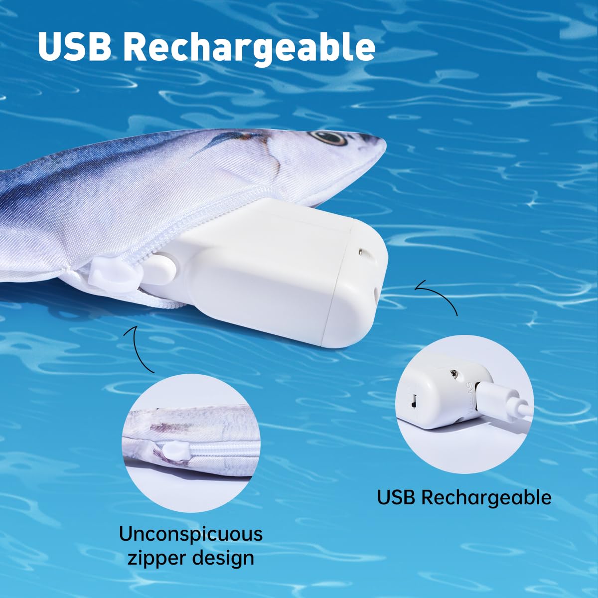 Petgravity saury flopping fish toy front view sparks curiosity