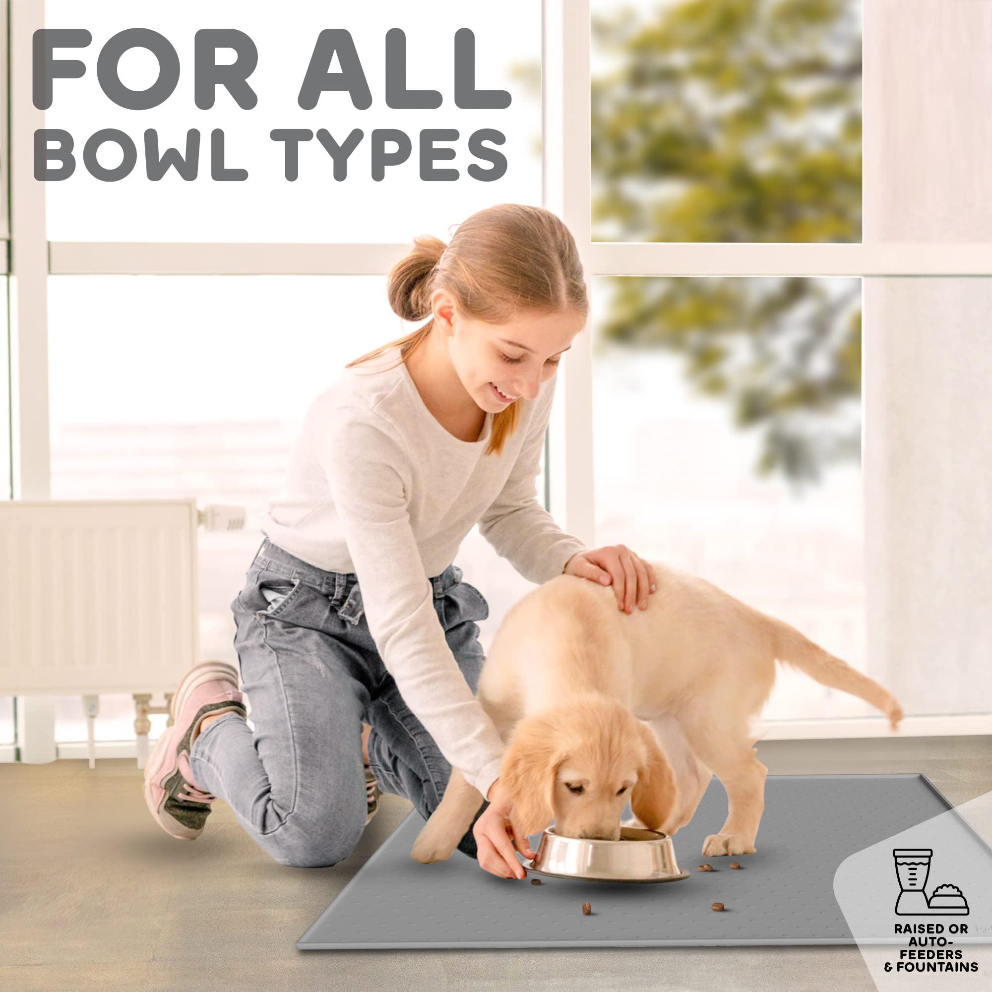 PETHAPPILY 28x18 size suits standard bowls and roomy meals.