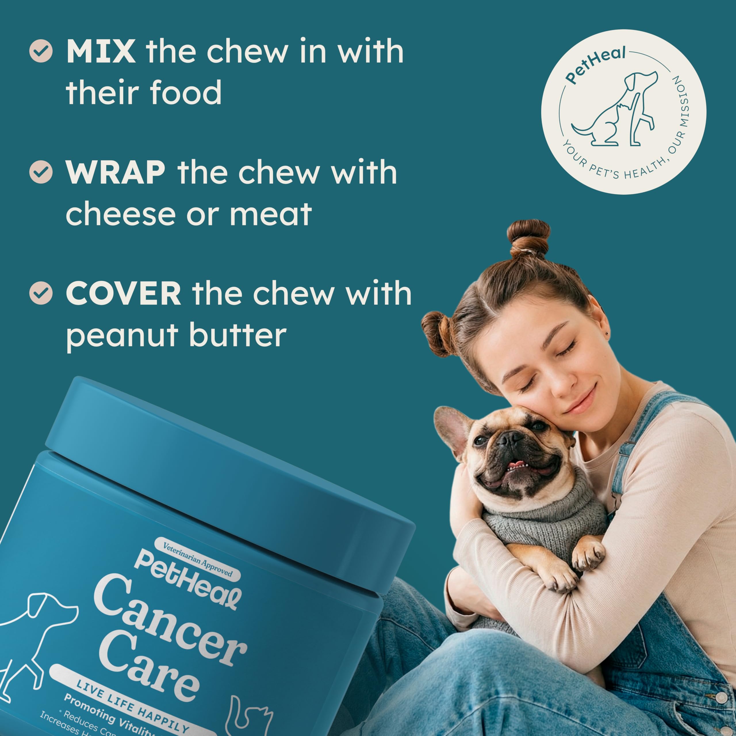PetHeal Cancer Care Chews with Slippery Elm Bark soothing digestive comfort.