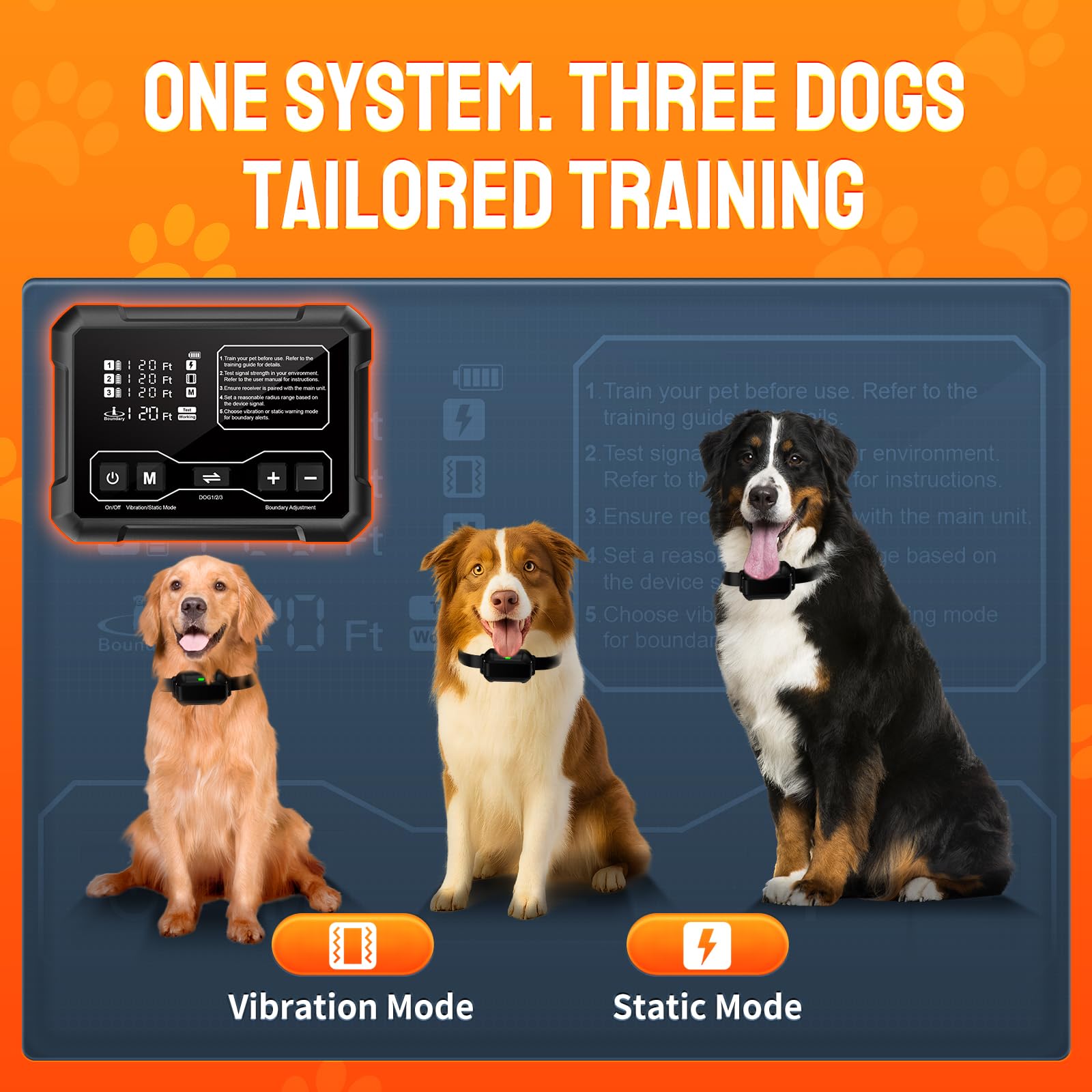 PETHEY F900 long-life 1000mAh battery keeps dog fence running longer.