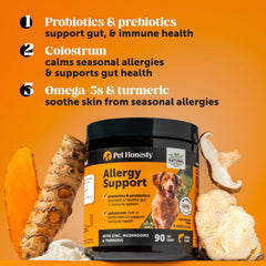 Pet Honesty colostrum probiotics for dogs supports digestive balance.
