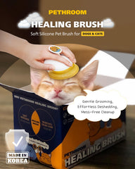 PETHROOM ergonomic palm-fit cat brush designed for comfortable, extended grooming sessions.