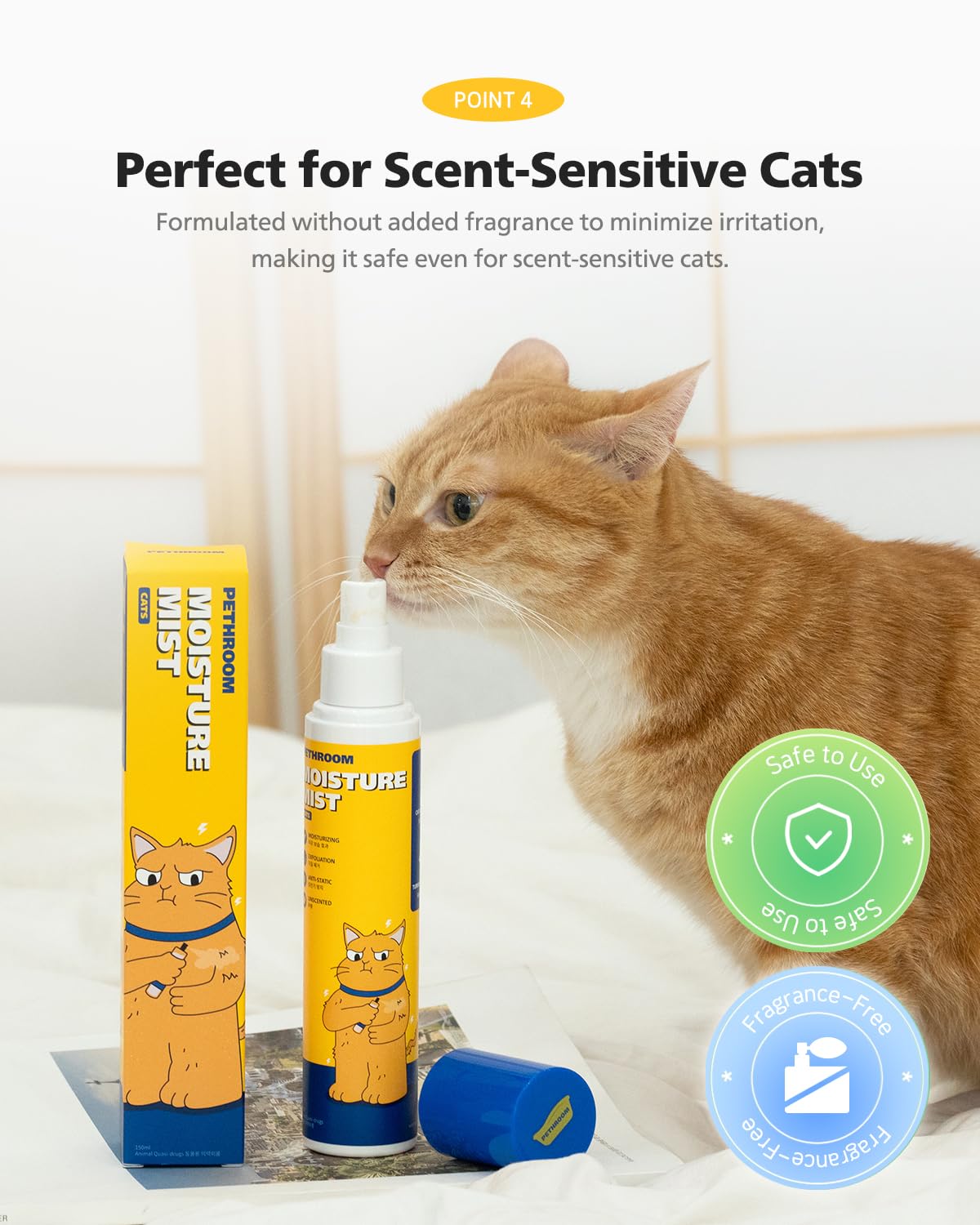 PETHROOM Unscented Cat Moisture Mist grooming session ready-to-use spray.