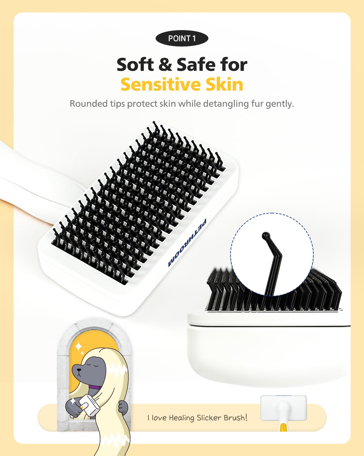PETHROOM Deshedding tool in action, reducing loose fur around the home.