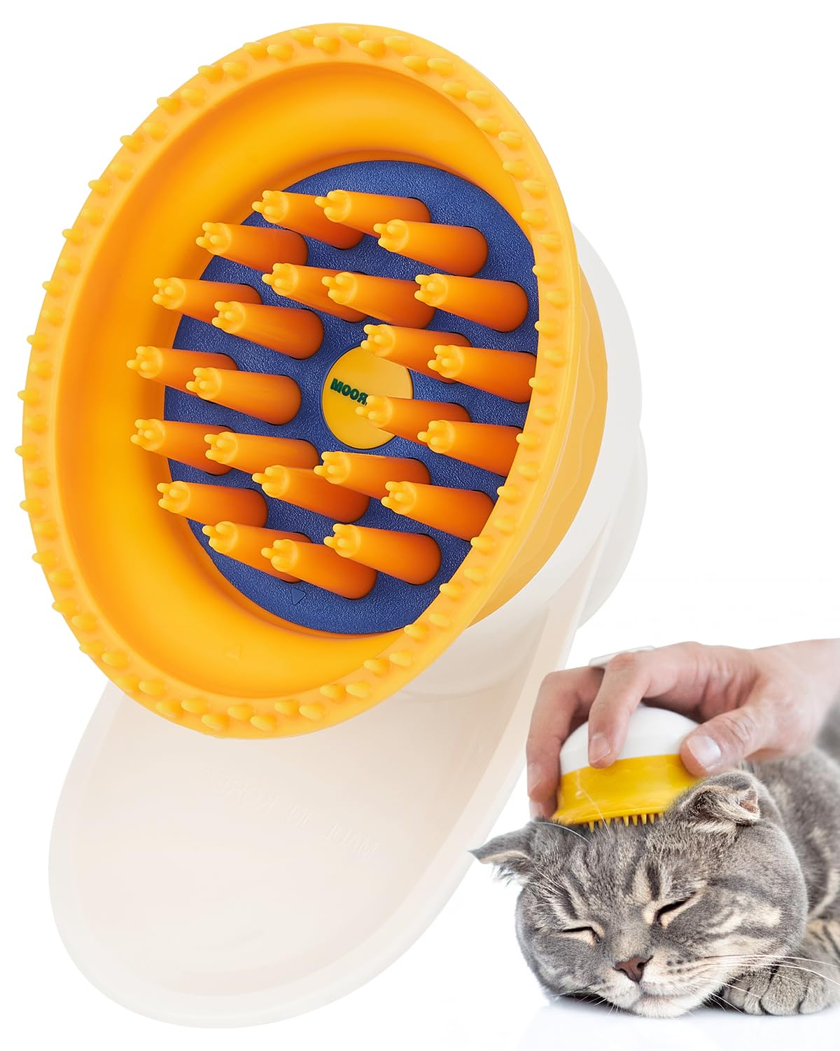 PETHROOM silicone cat brush with soft bristles for a gentle massage during grooming.