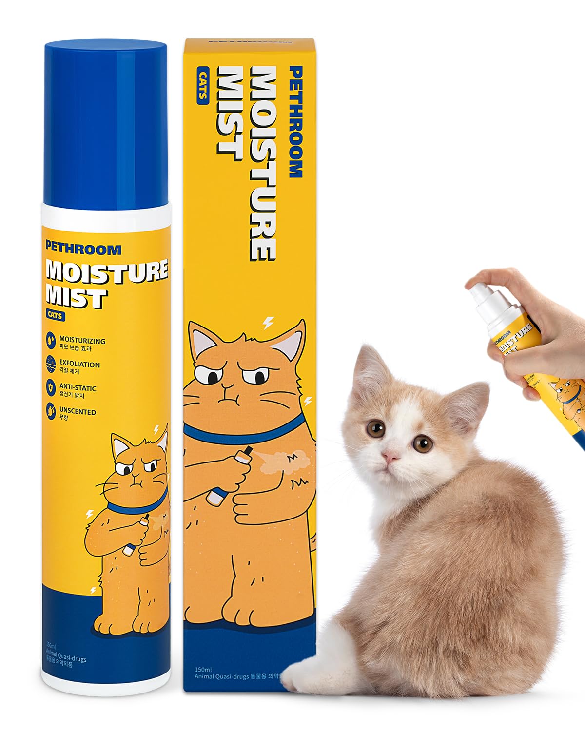 PETHROOM Unscented Cat Moisture Mist bottle front for gentle daily hydration.