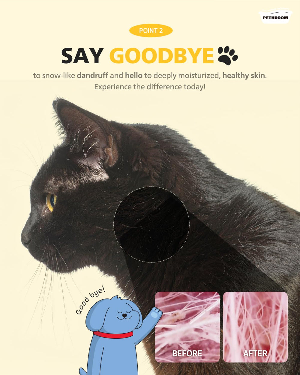 PETHROOM Unscented Cat Moisture Mist ingredients close-up highlights eco-friendly formula.