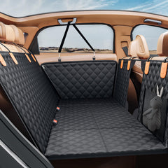 PETICON back seat extender expands space for dogs on car trips.