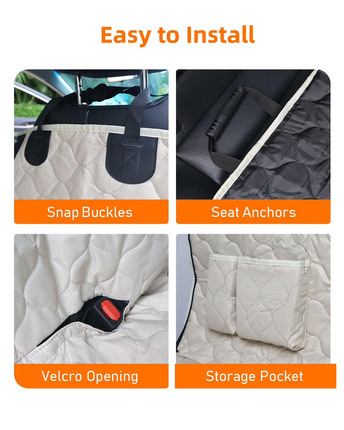 PETICON beige back-seat cover blends with car interior aesthetics