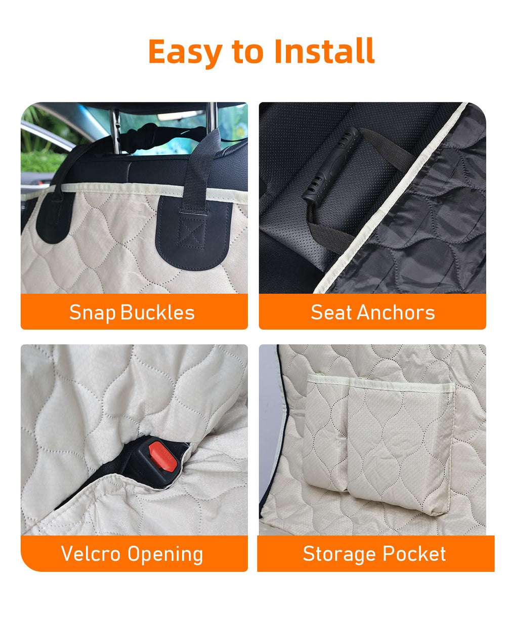 PETICON beige back-seat cover blends with car interior aesthetics
