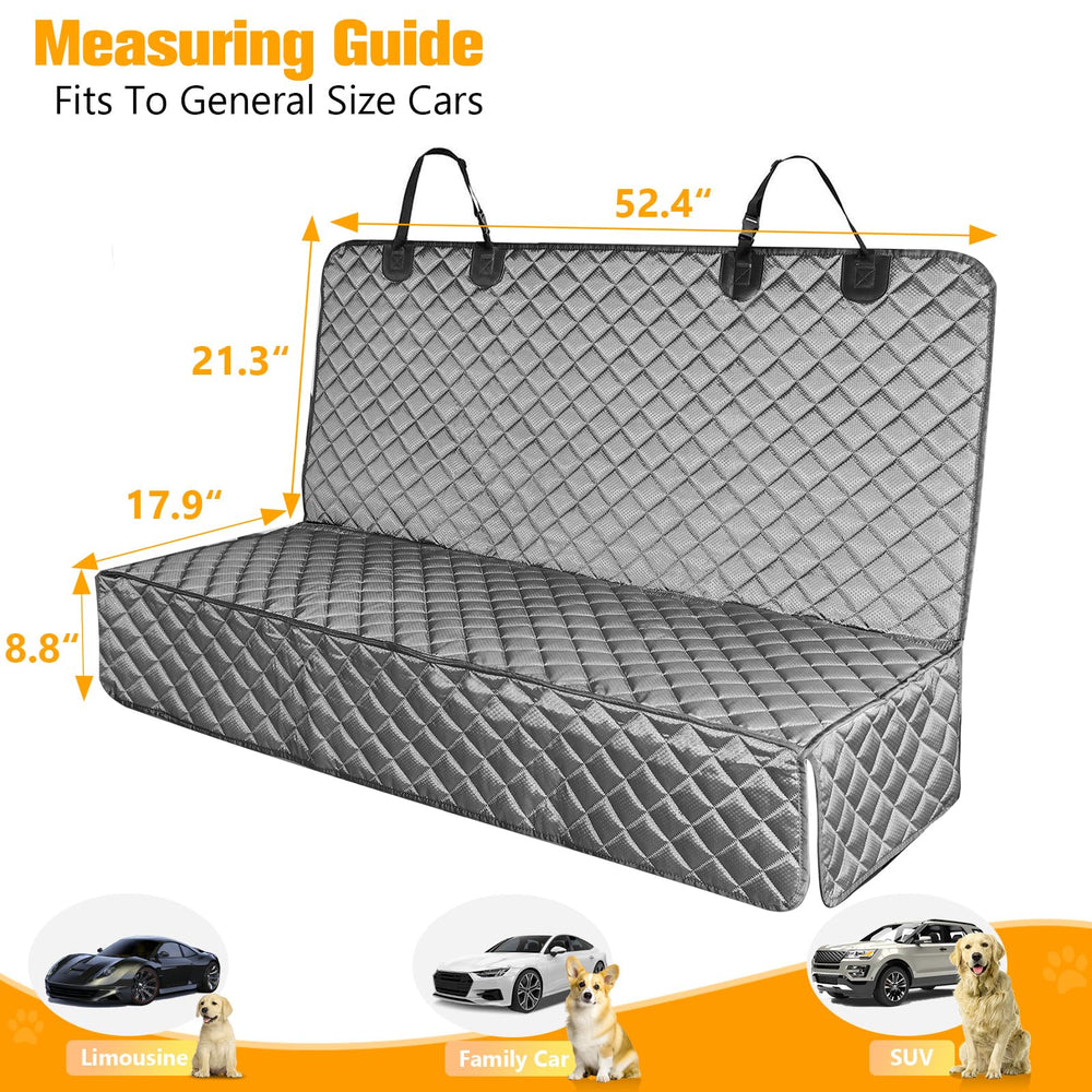 PETICON bench seat cover with anti-slip mesh keeps pets secure during rides.