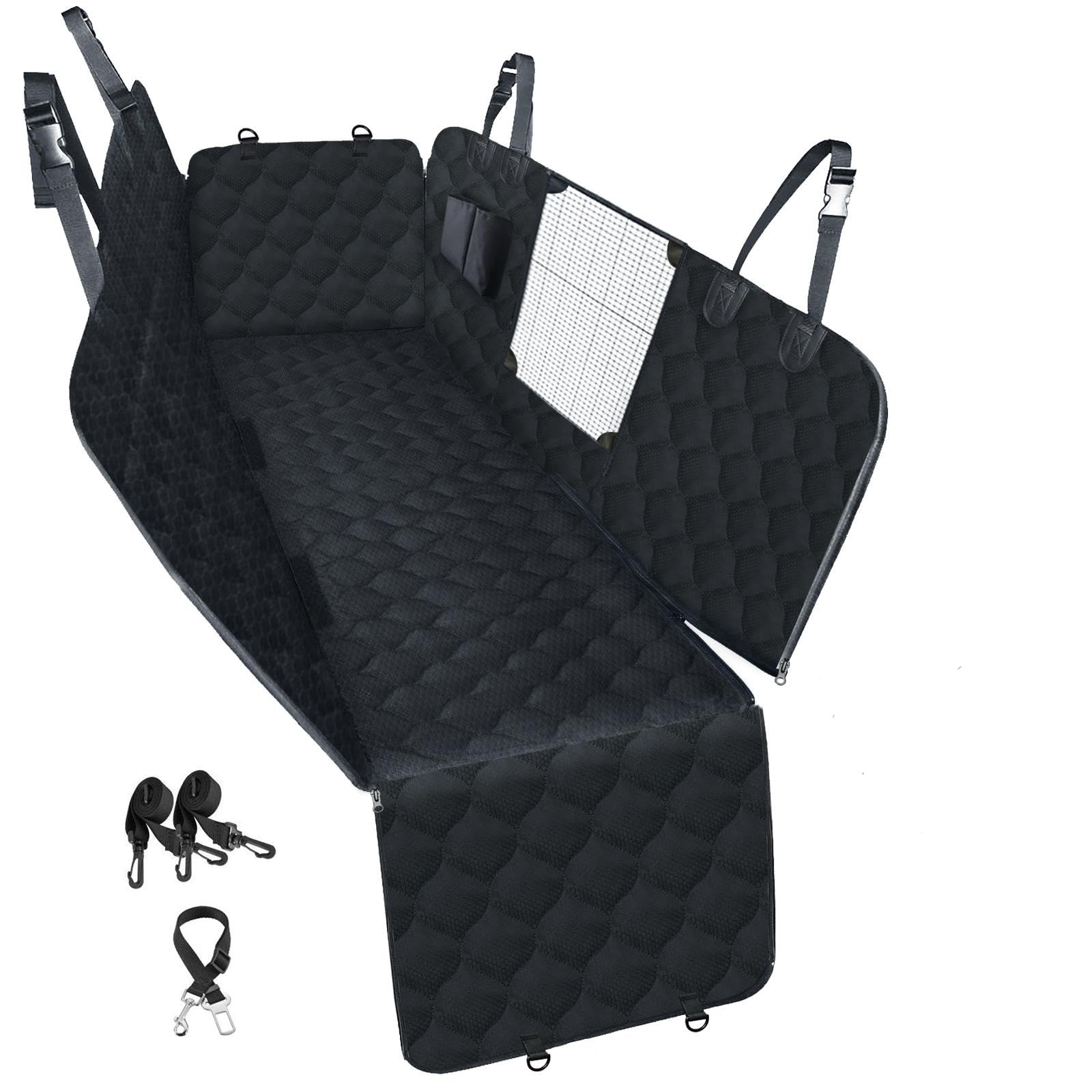 PETICON dog car seat cover with mesh window for improved airflow and comfort