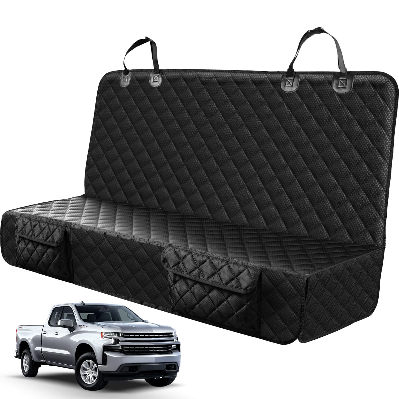 PETICON dog car seat cover for trucks with snug fit protects seats from dirt and scratches.