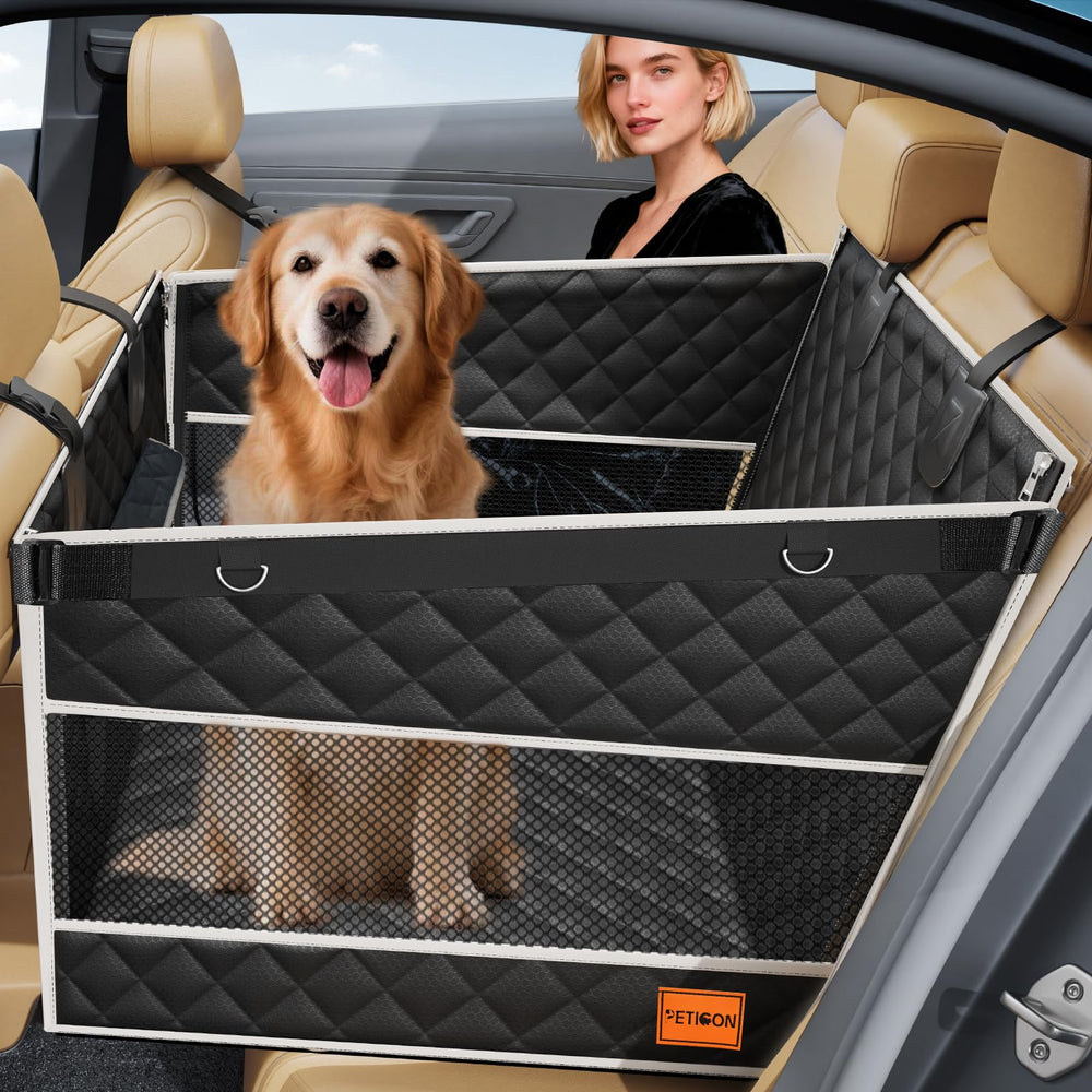 PETICON dog car seat with a one-piece bottom enhances stability and space for pets