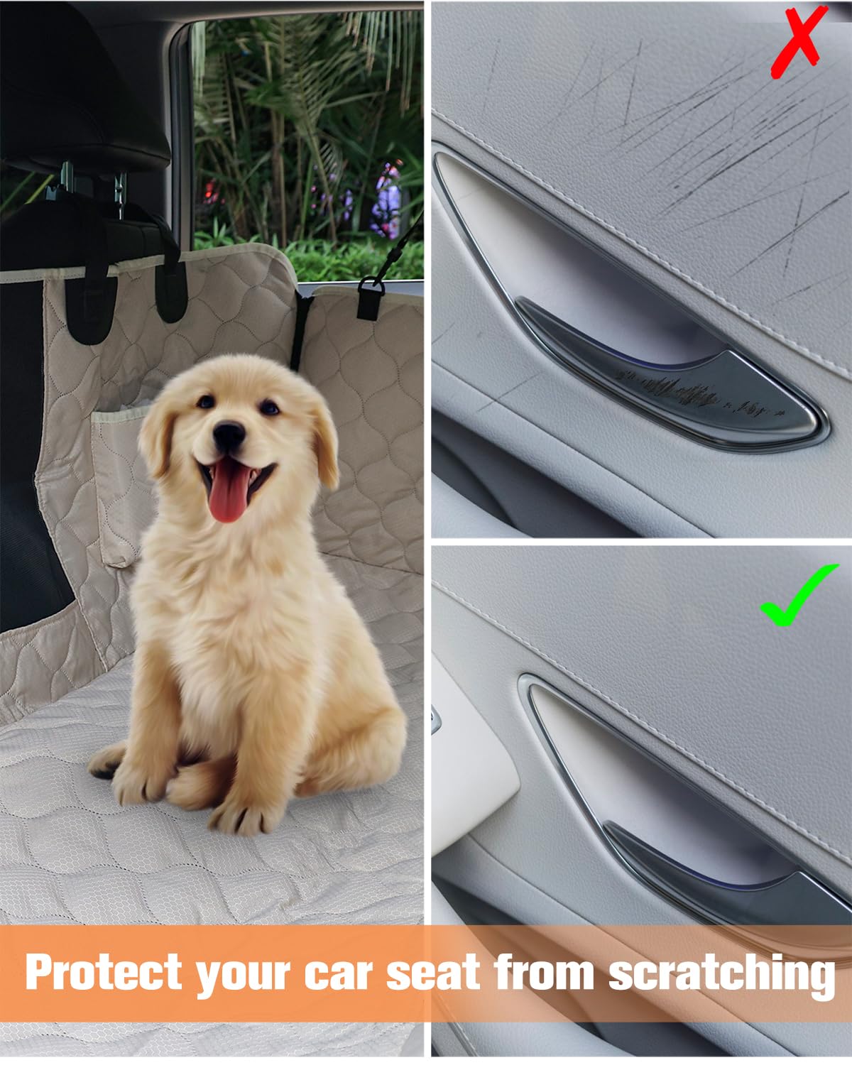 PETICON dog hammock with adjustable doors shields upholstery from scratches