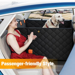 Peticon dog seat cover hammock protects upholstery while providing a cozy resting spot