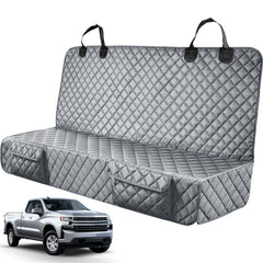 PETICON dog seat cover for trucks shows a snug fit on the truck bench