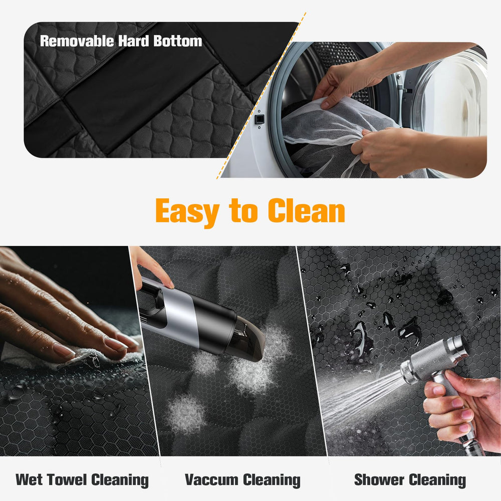 Peticon easy-clean surface simplifies removing hair and dirt after trips