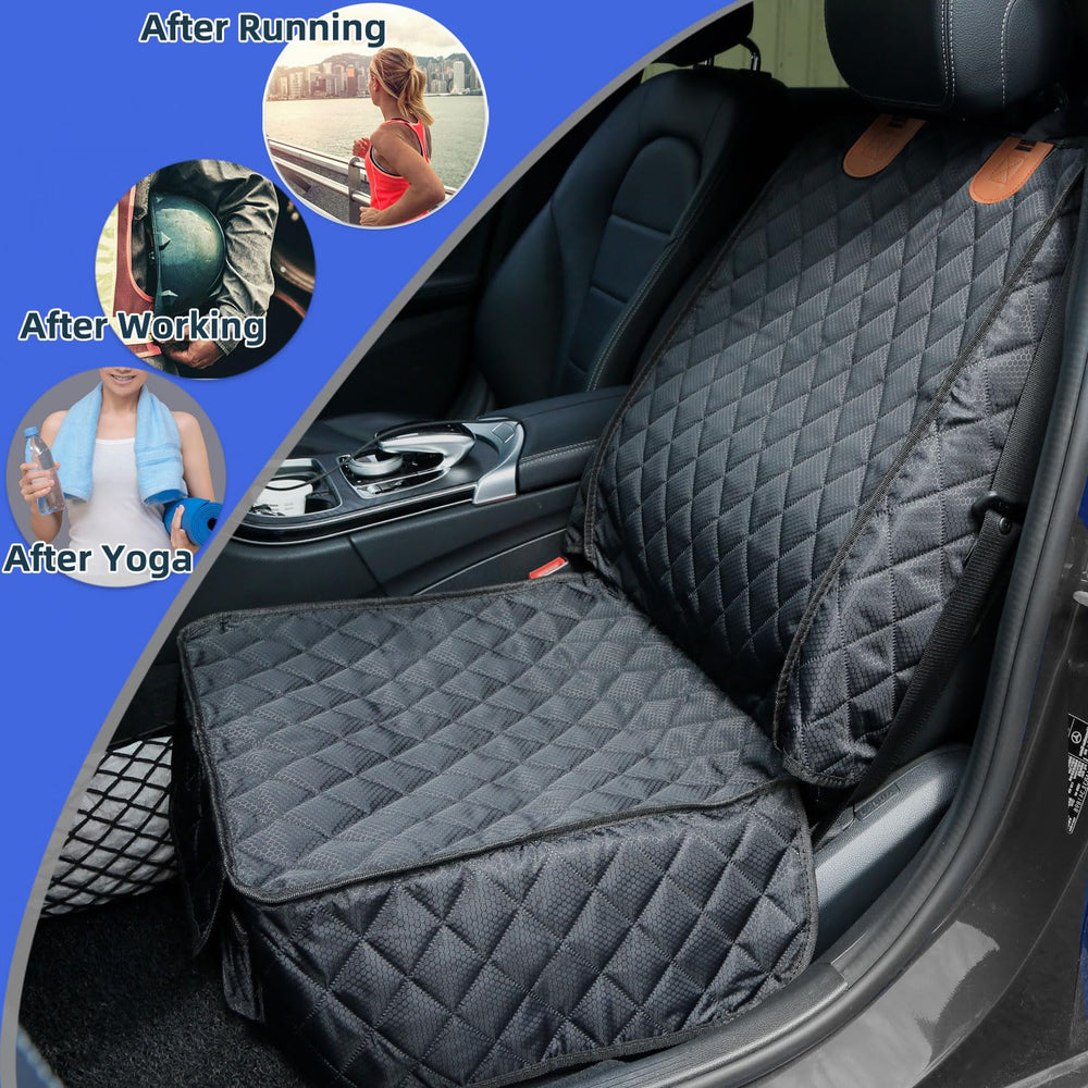 Peticon easy-clean front seat cover can be wiped or vacuumed after use.