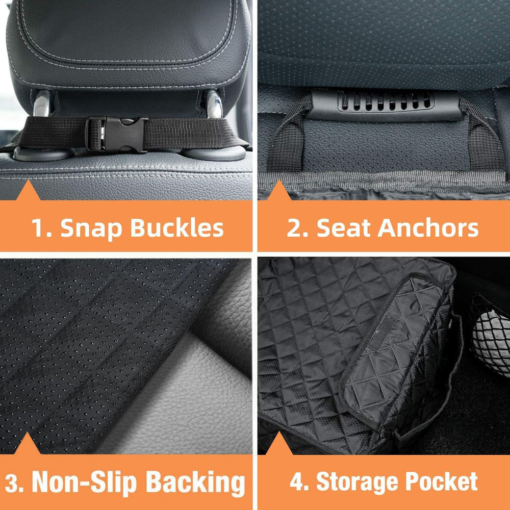 PETICON easy-install front seat cover with buckles for quick setup.