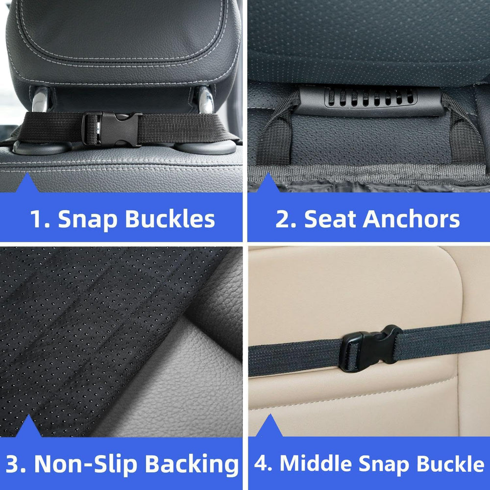 Peticon front seat cover pocket area for quick access to dog supplies.