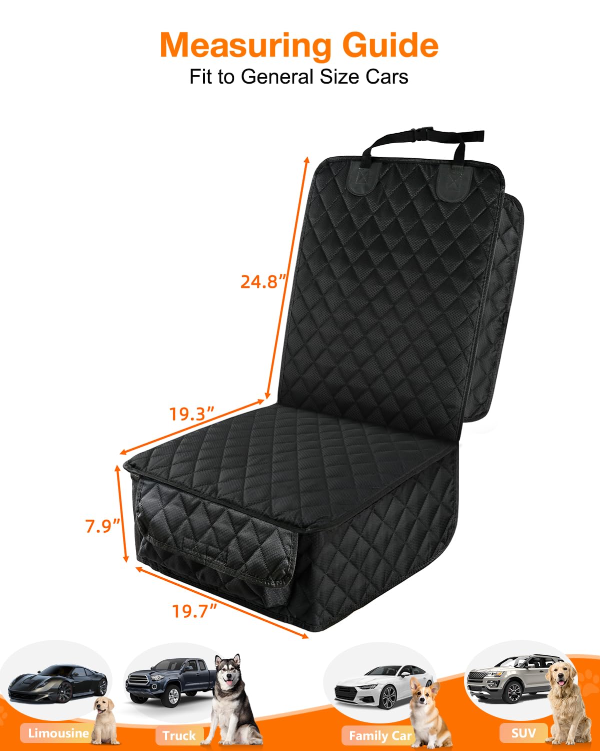 PETICON front seat cover easy to install with quick-release buckles and seat anchors
