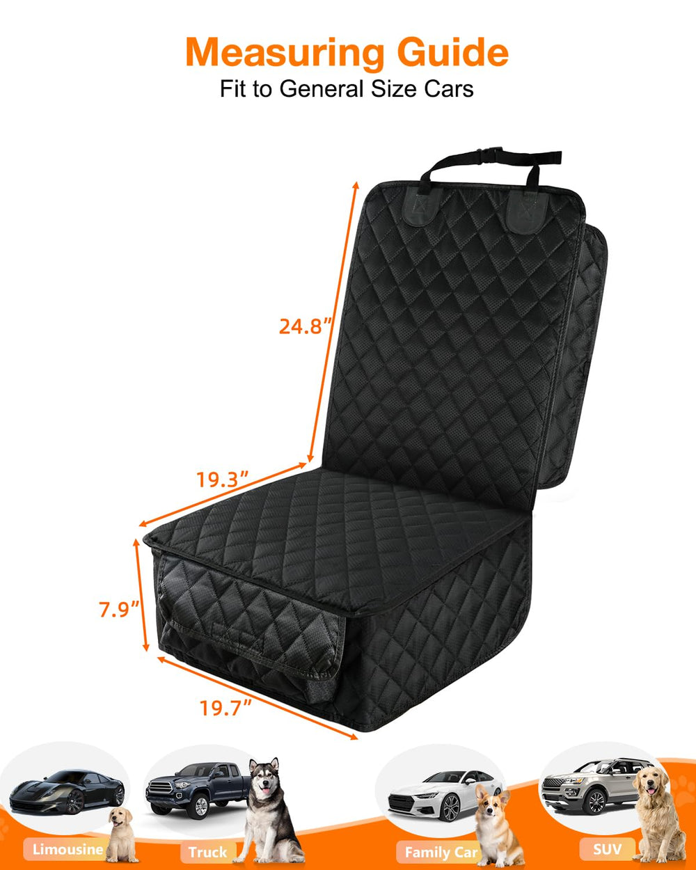 PETICON front seat cover easy to install with quick-release buckles and seat anchors
