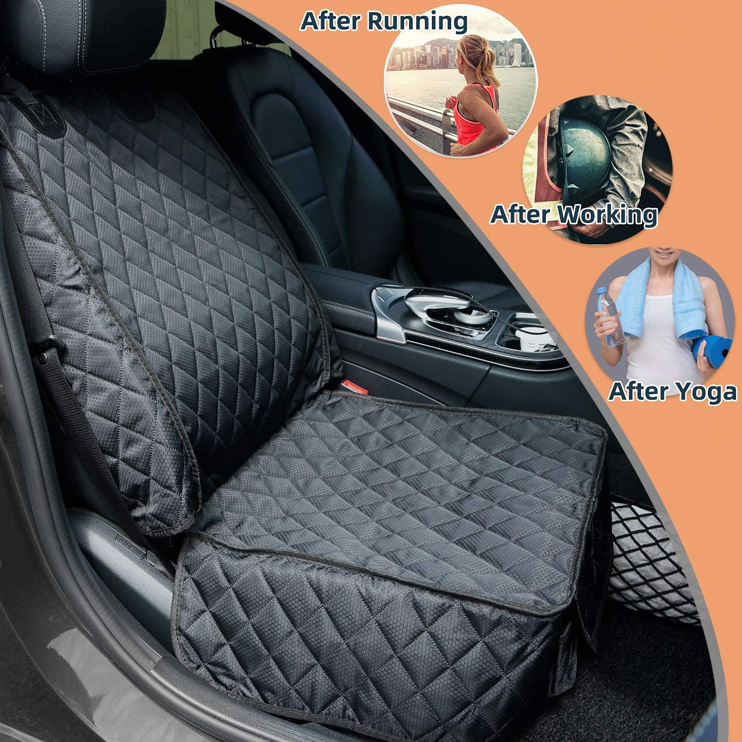 PETICON front seat cover with side flaps protects seat edges from scratches.