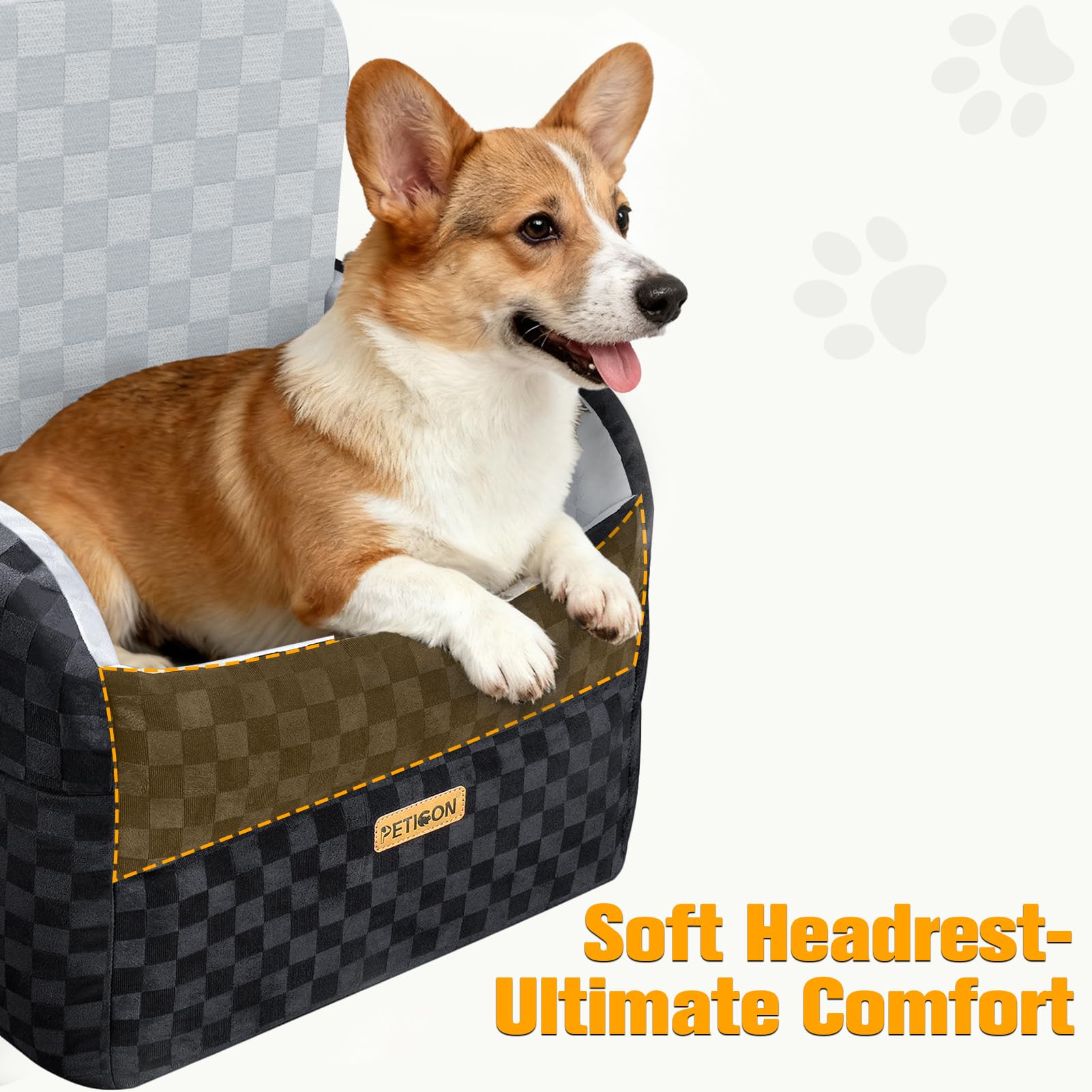 PETICON built-in headrest and reinforced sidewalls for neck support