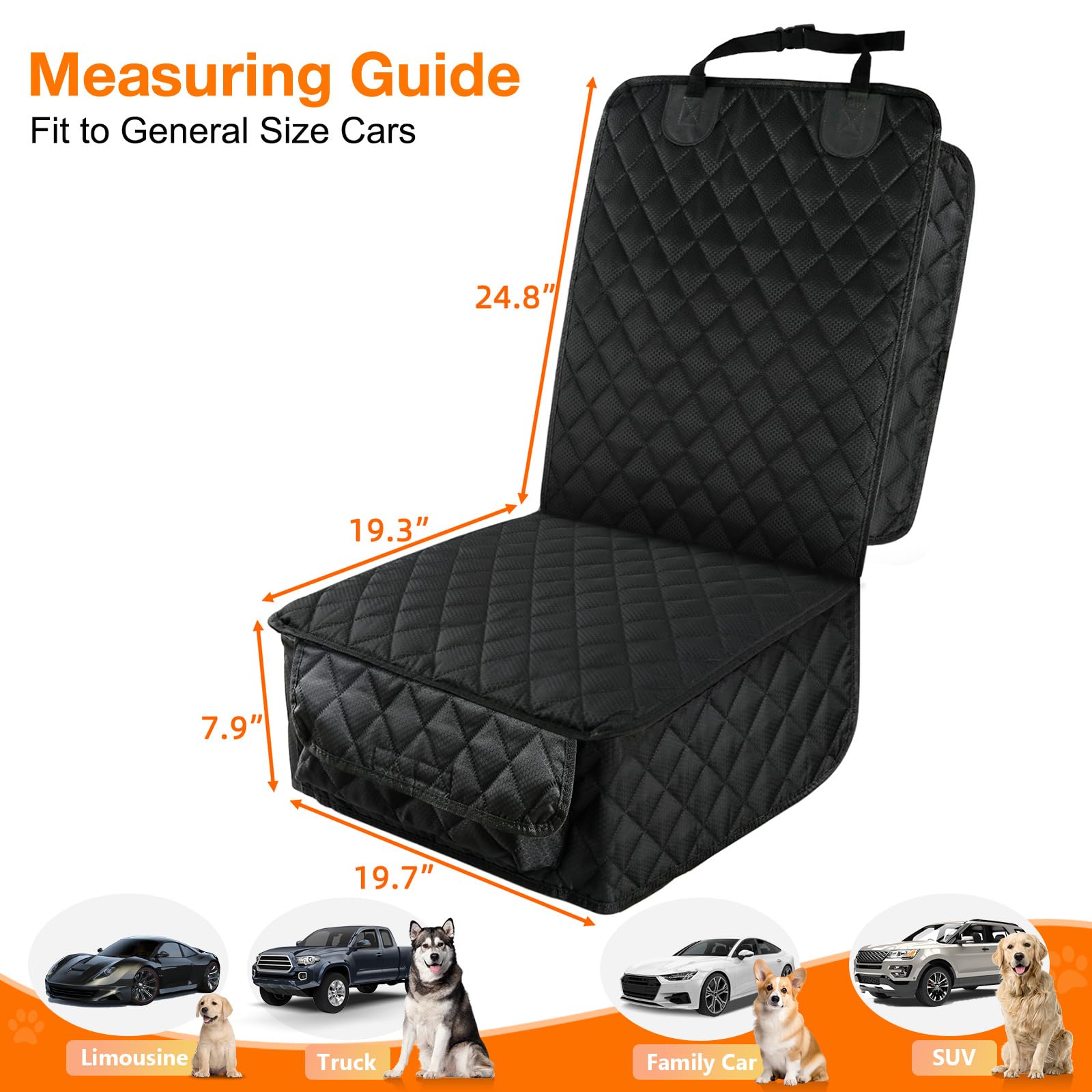 PETICON non-slip front seat cover stays in place during car rides.