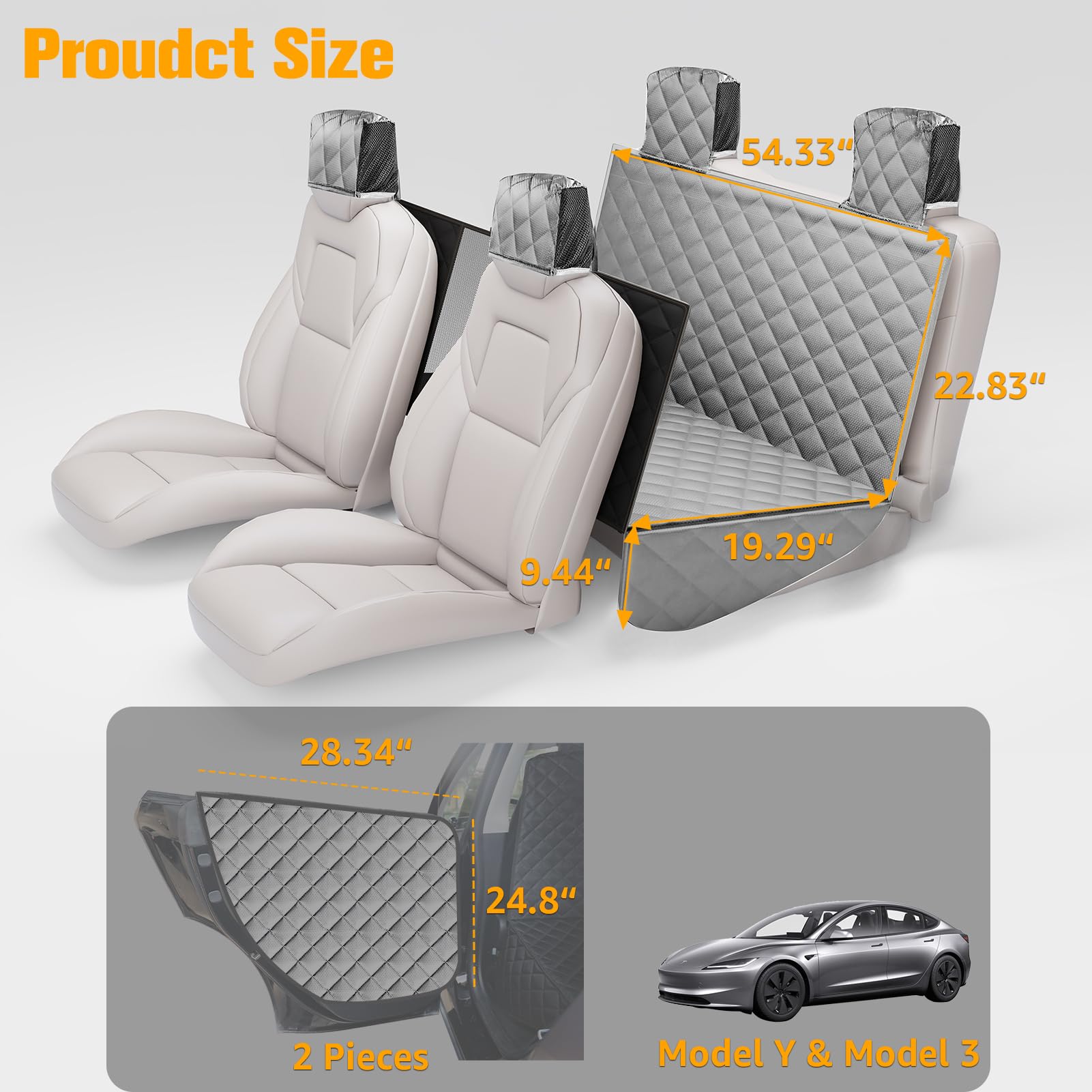 PETICON two-door protectors attached to the sides of the rear seat