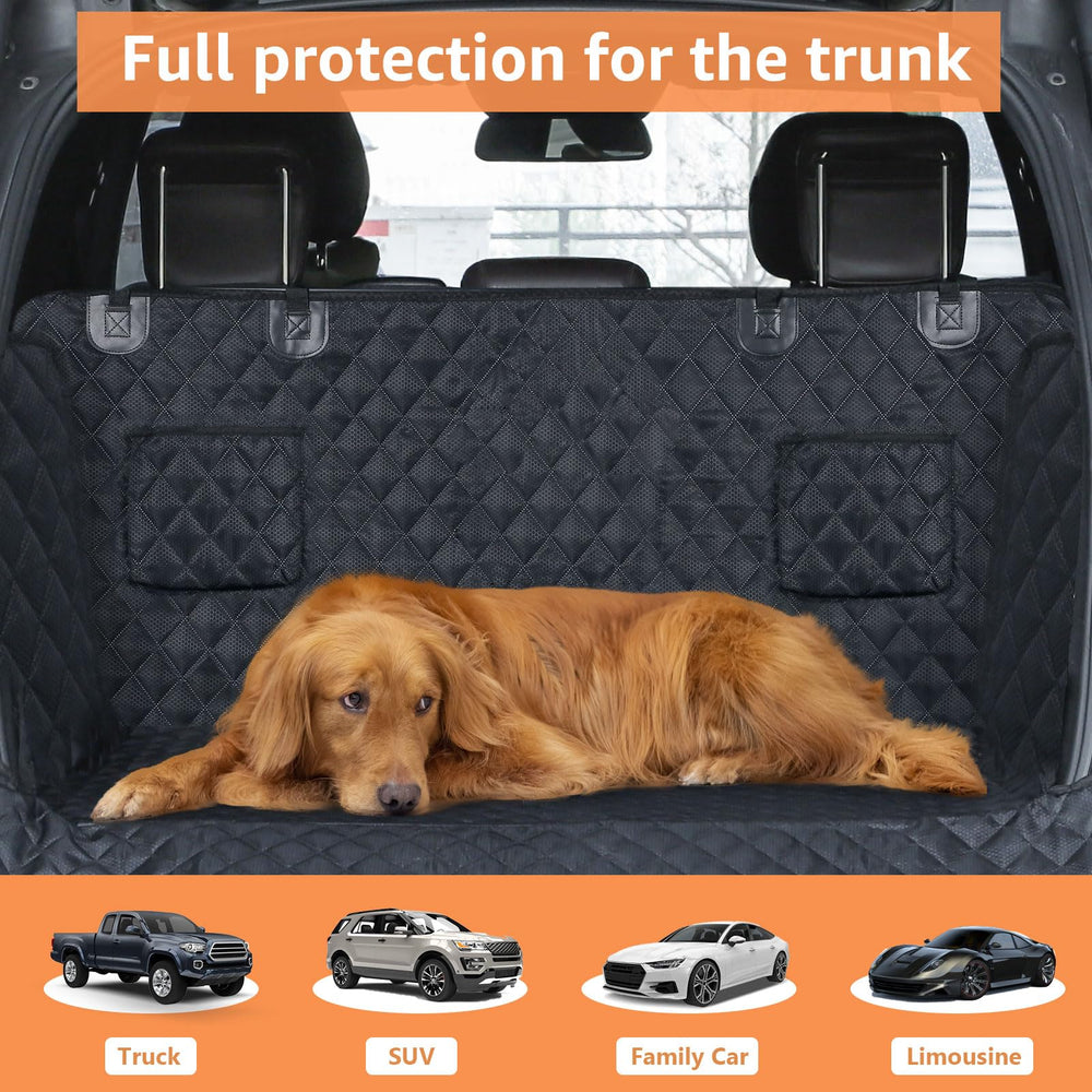 PETICON cargo liner installed with suction cups and Velcro for secure fit.