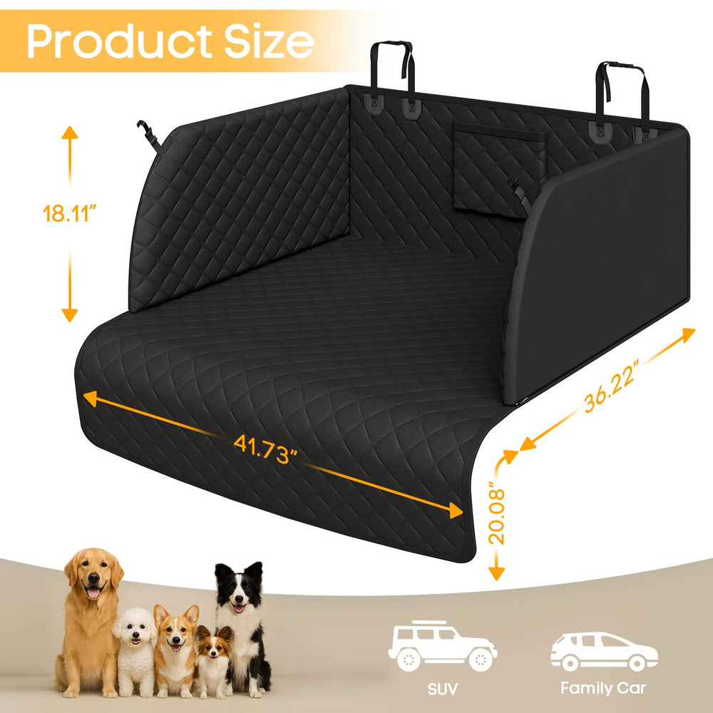 PETICON SUV Cargo Liner padded side panels cushion pets during sharp turns.