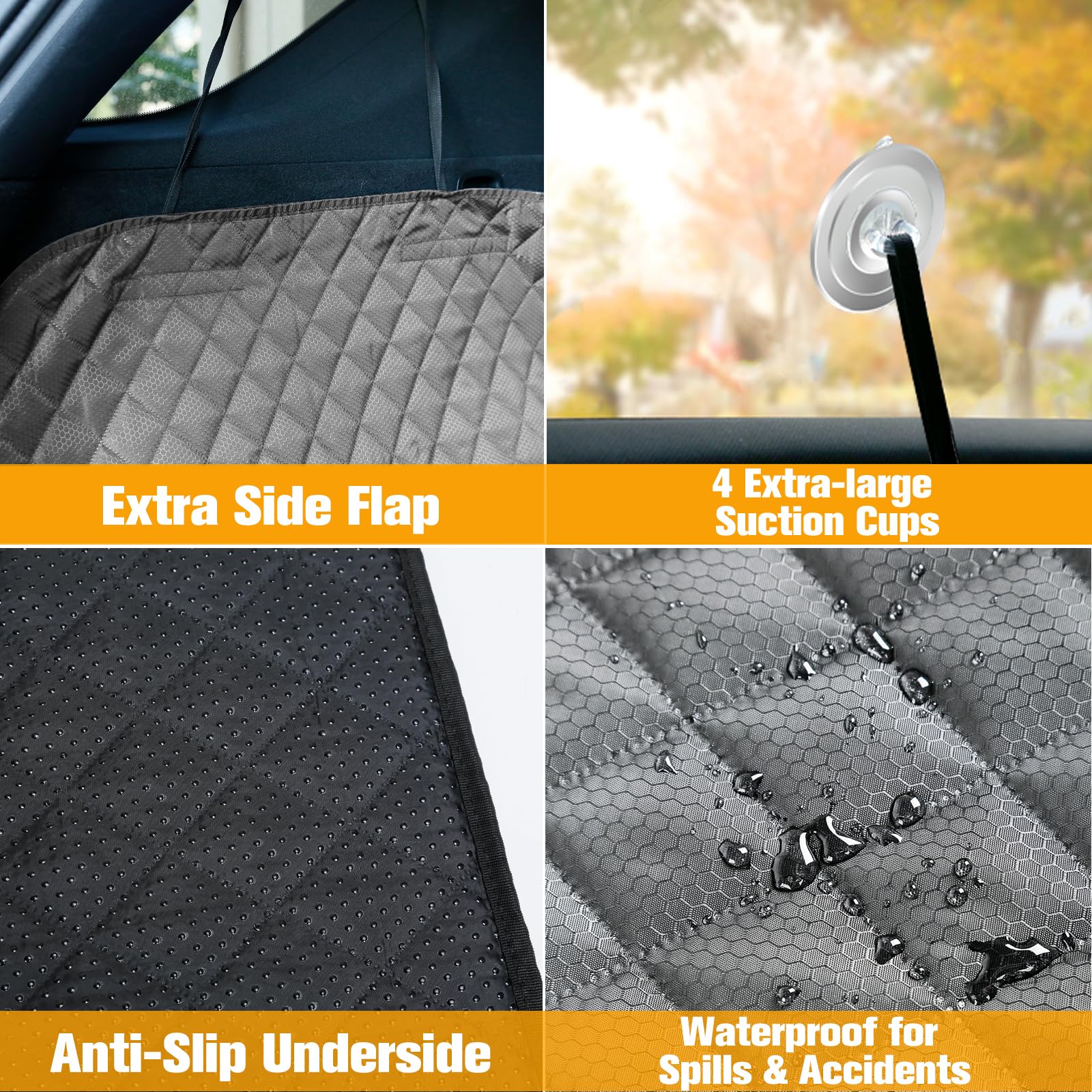 PETICON side flap protection guards car walls from dog claws.