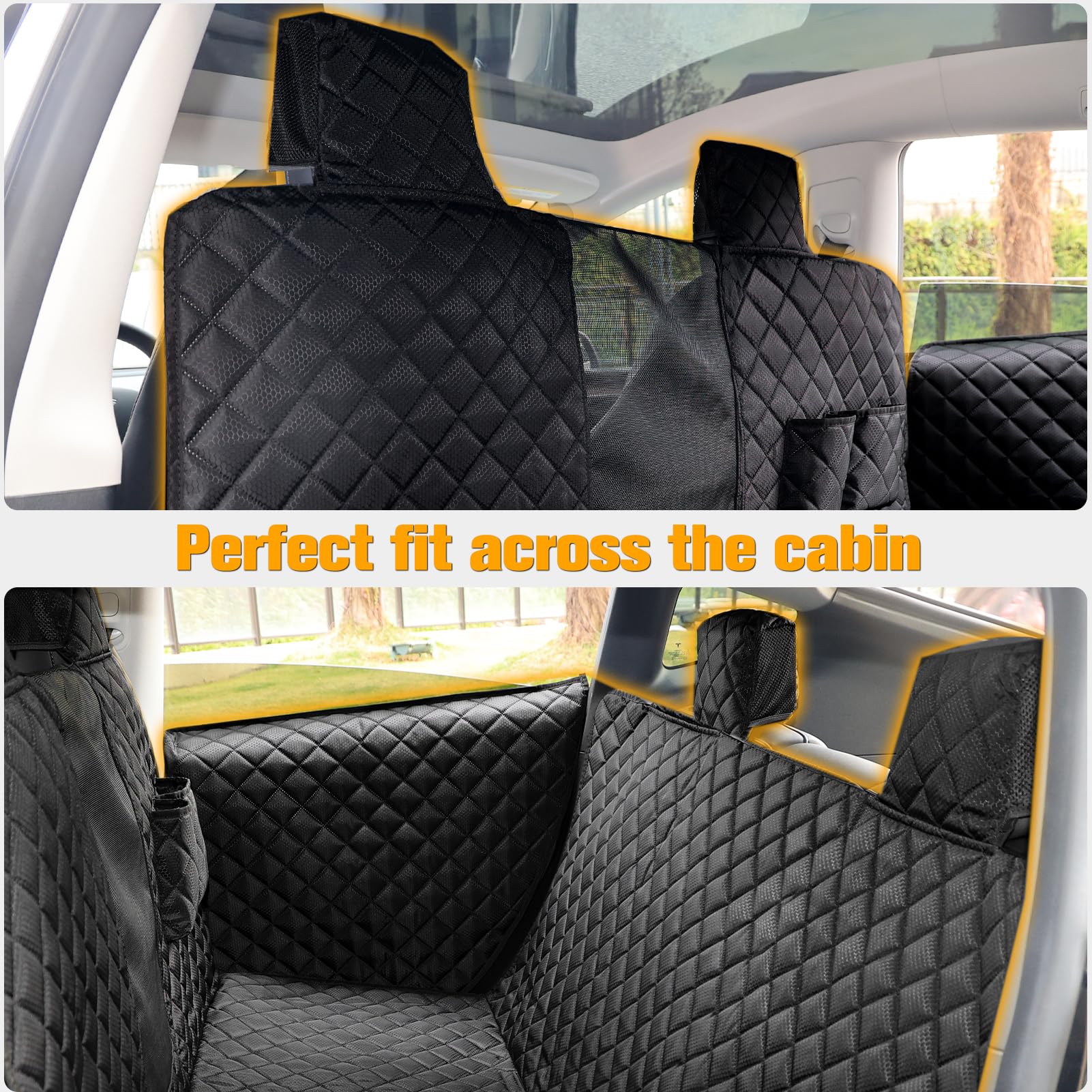 PETICON dog seat cover with mesh window improves airflow and reduces anxiety.