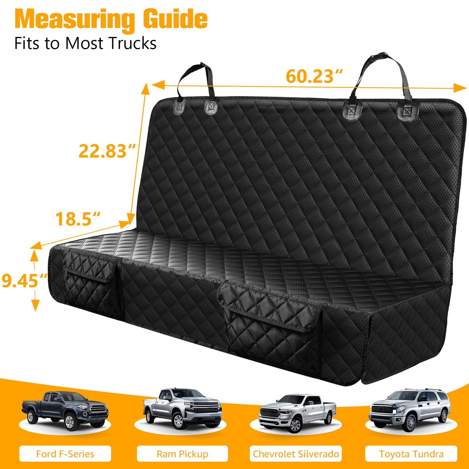 PETICON truck seat protector guards against pet hair and urine damage.