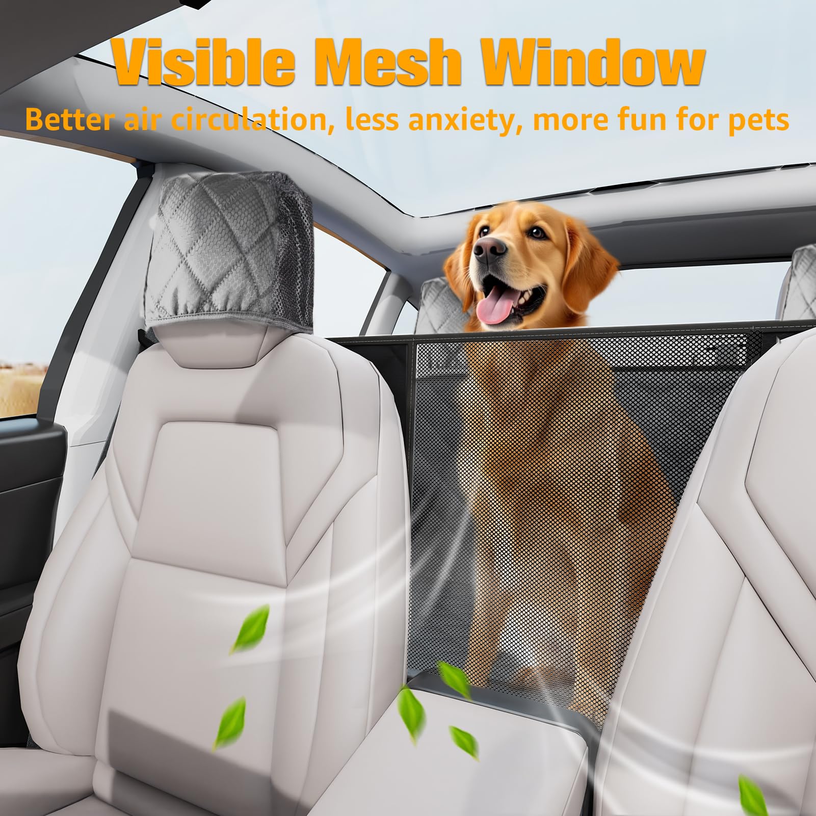 PETICON mesh window provides airflow and visibility for calmer travels