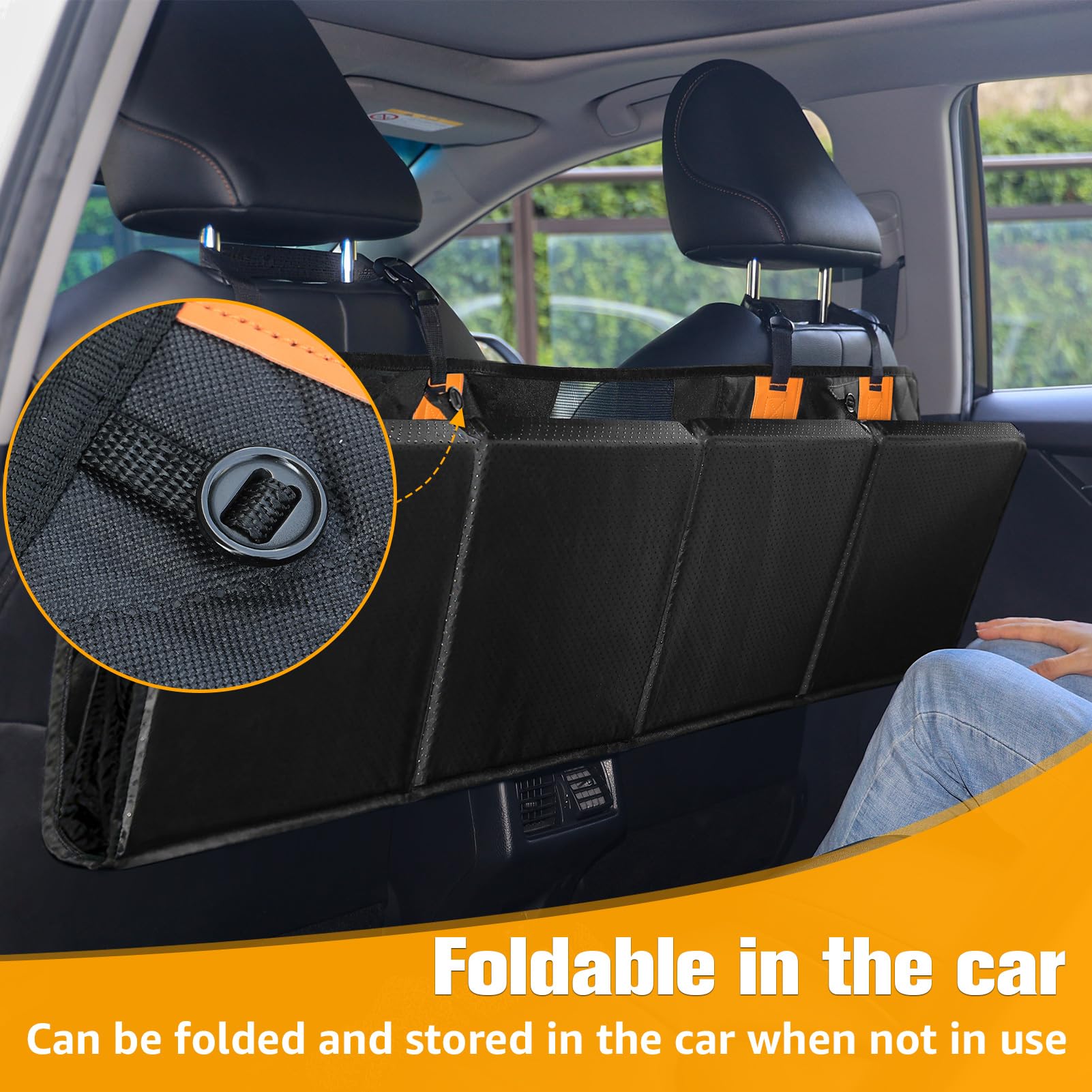 PETICON waterproof 6-layer cover protects seats from spills and fur.