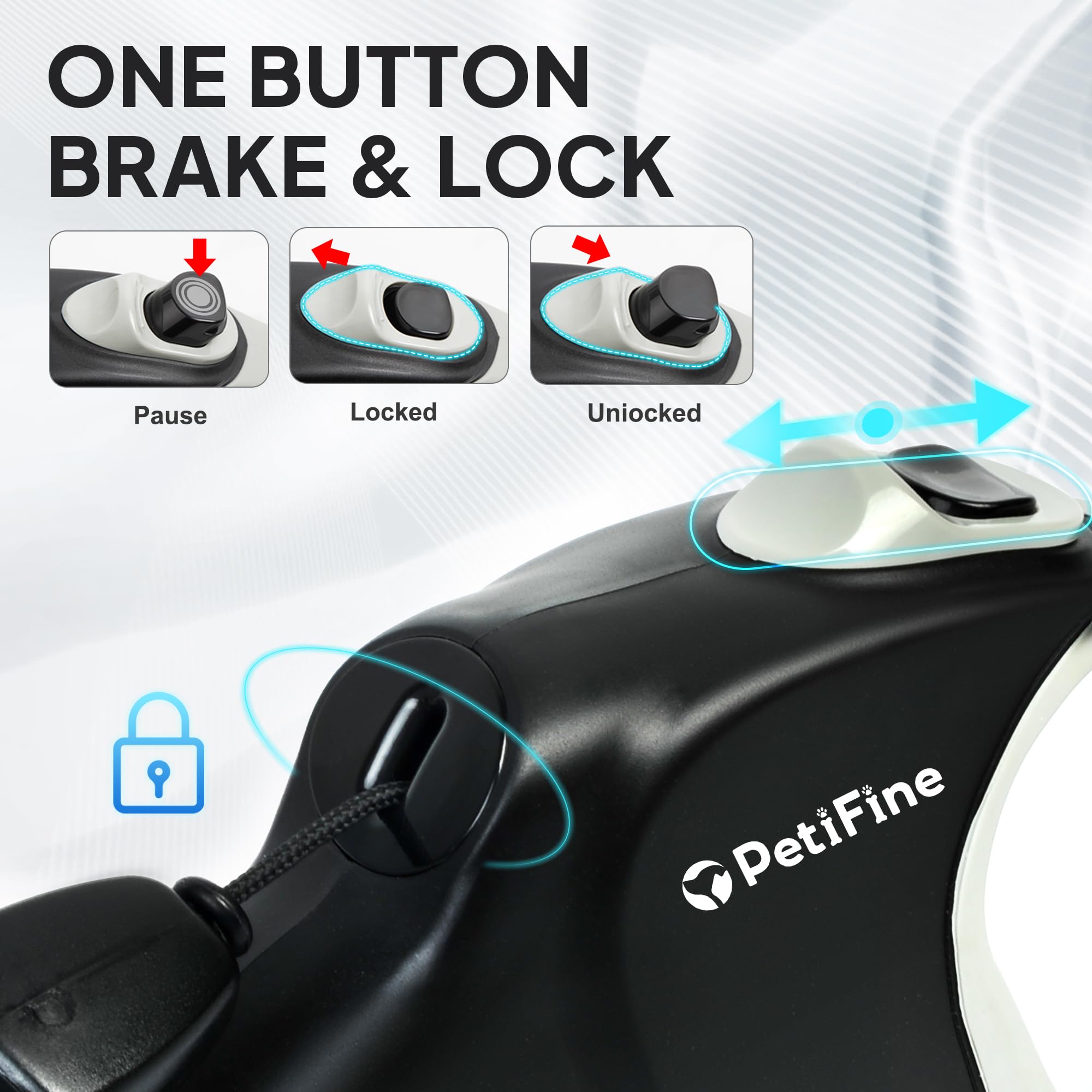 PetiFine ergonomic anti-slip handle ensures comfortable grip during long strolls.