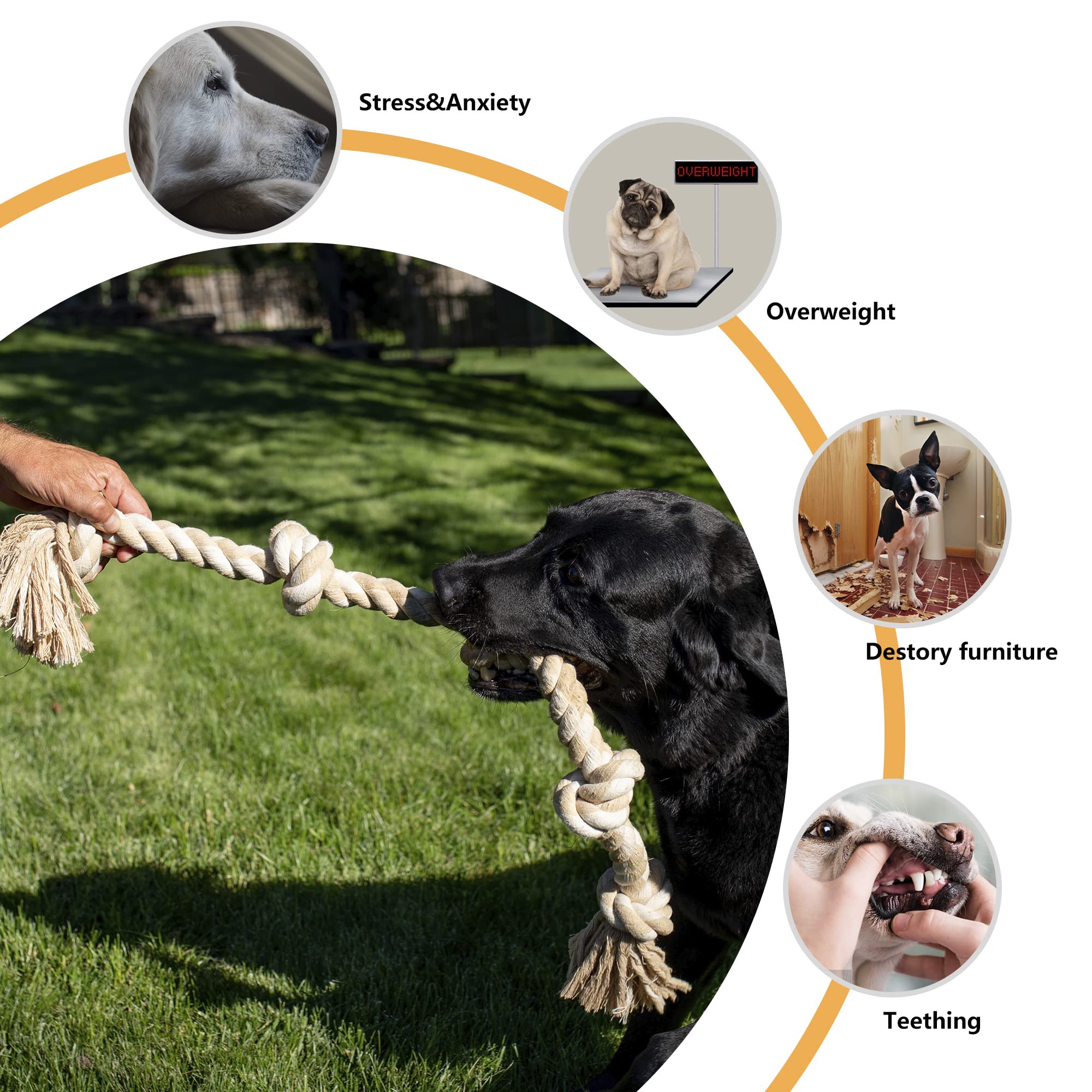 PetiFine indestructible rope toy in tug-of-war for indoor or outdoor play