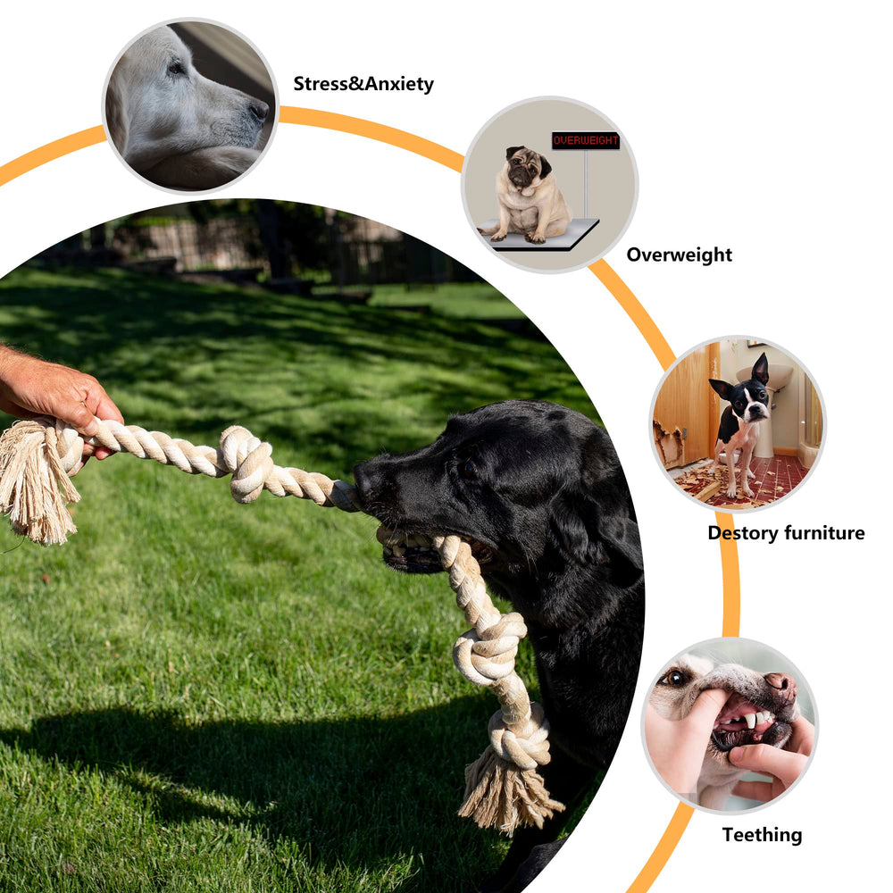 PetiFine indestructible rope toy in tug-of-war for indoor or outdoor play