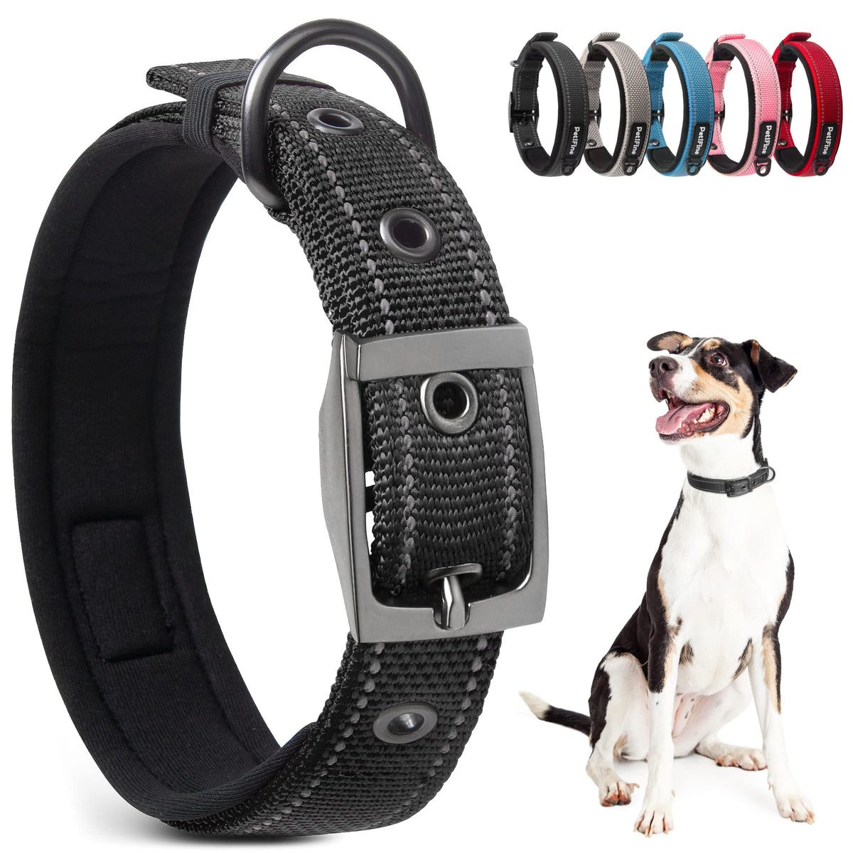 PetiFine neoprene padded collar provides cushioned comfort on daily walks