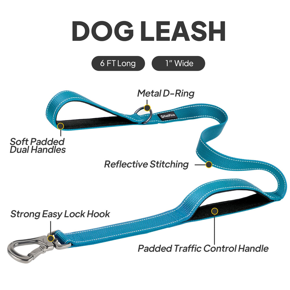 PetiFine leash with soft-padded double handles for comfortable grip.