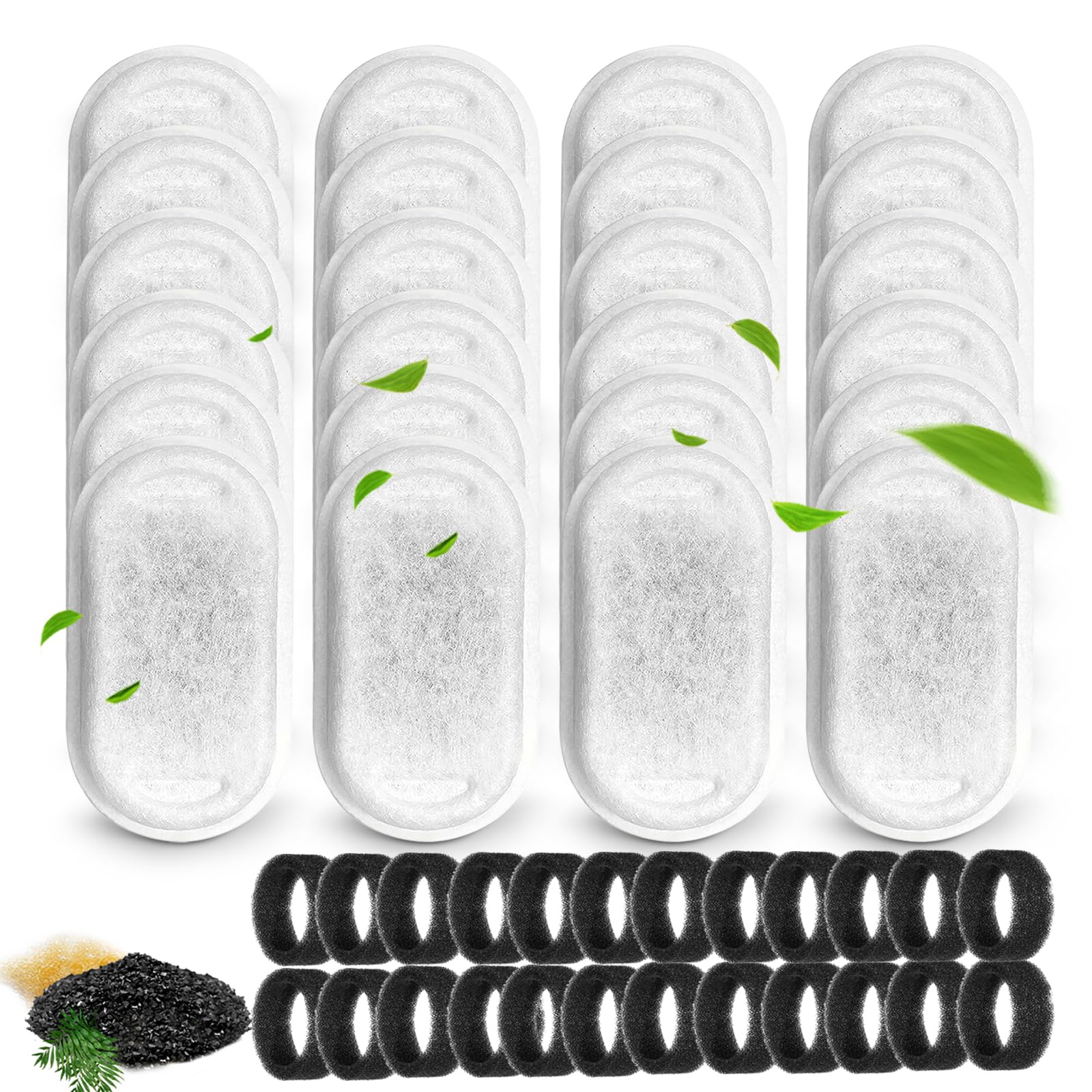 Petilog cat fountain filter packaging with 24 filters and 24 sponges for easy replacements