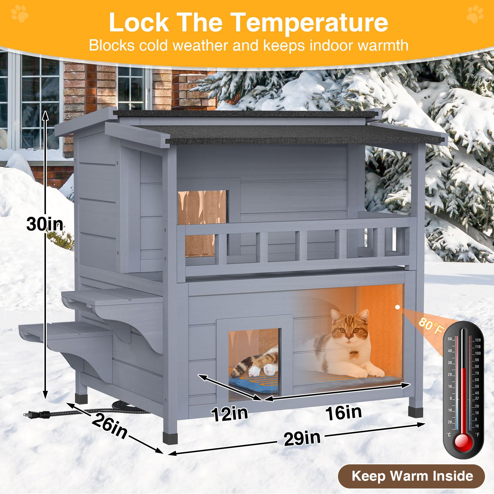 PETIMBER outdoor cat house interior shows three rooms for separate lounging