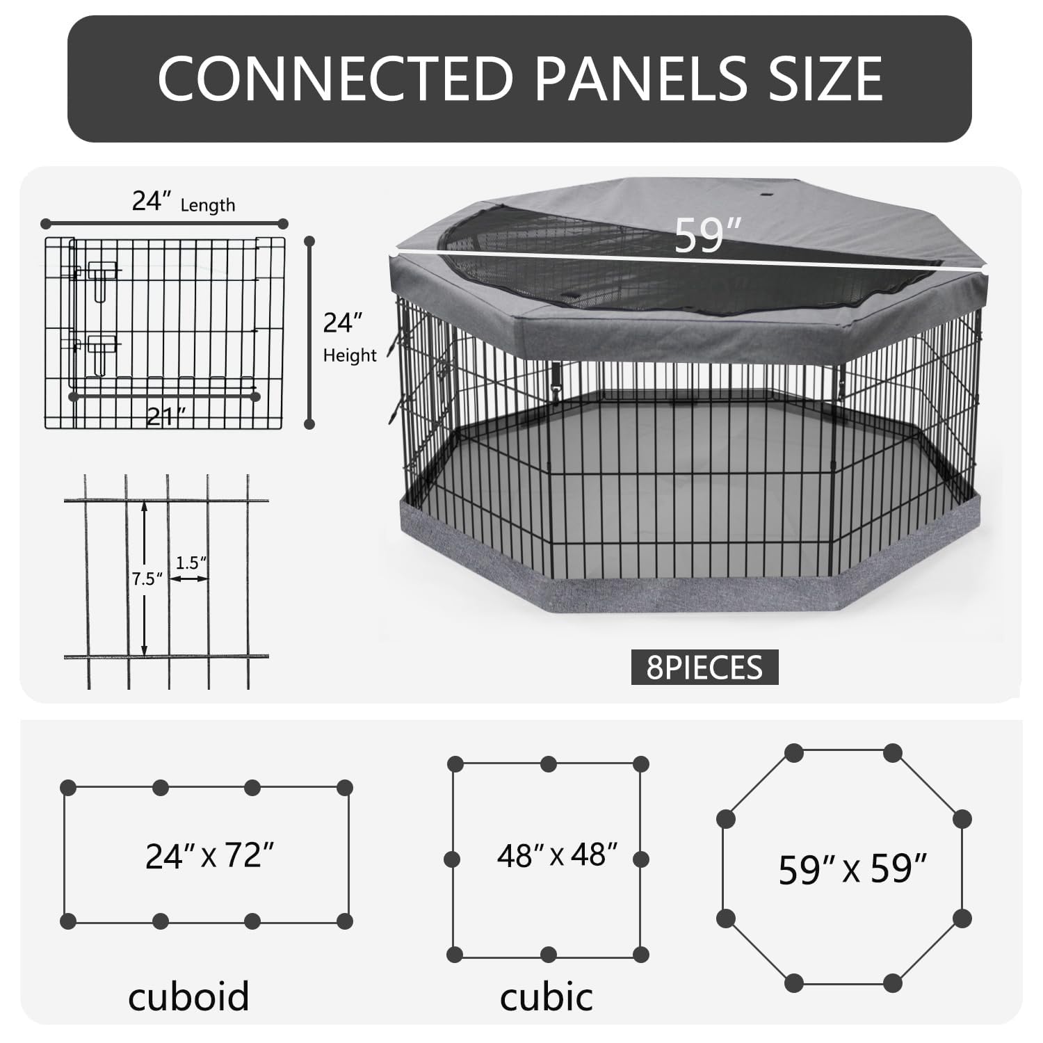 PETIME 8-panel dog pen setup shows quick assembly for versatile spaces.