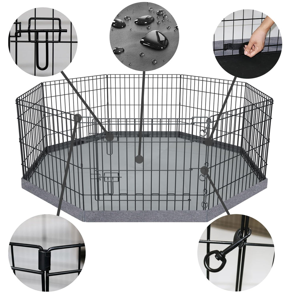 PETIME assembled 8-panel playpen ready for indoor or outdoor use.