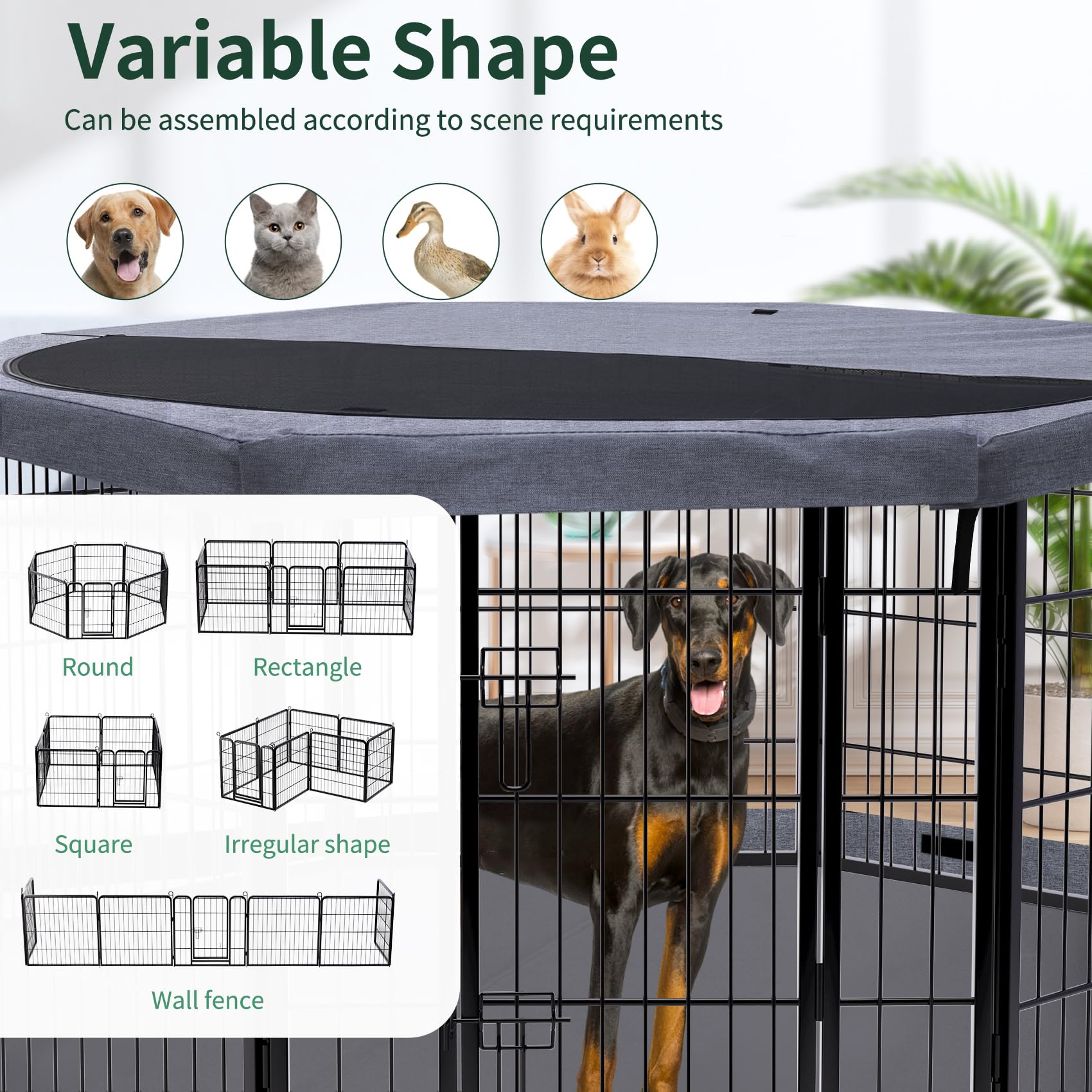 PETIME dog playpen with removable bottom pad for easy cleaning after play
