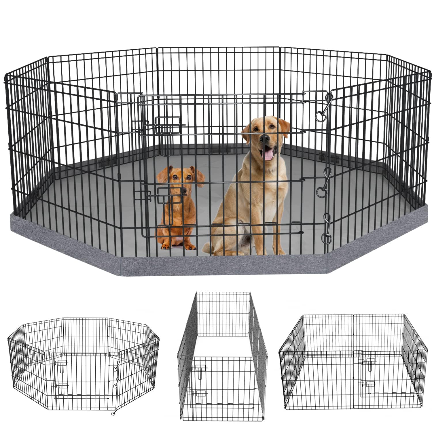 PETIME foldable 8-panel dog pen ready for quick indoor setup and play