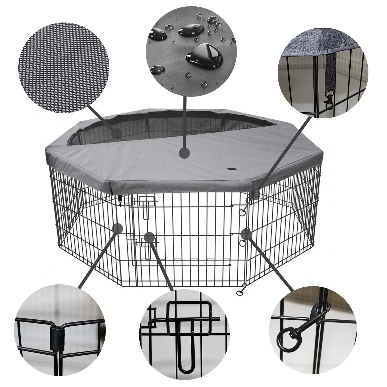 PETIME foldable dog pen assembled in seconds, 8-panel setup for flexible play areas